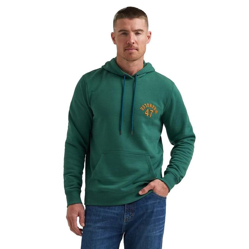 WRANGLER MEN'S WESTERN HOODED SWEATSHIRT - HUNTER GREEN