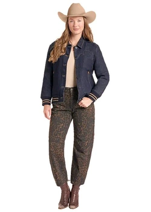 ROCK &amp; ROLL DENIM WOMEN'S DENIM BOMBER JACKET - DARK WASH