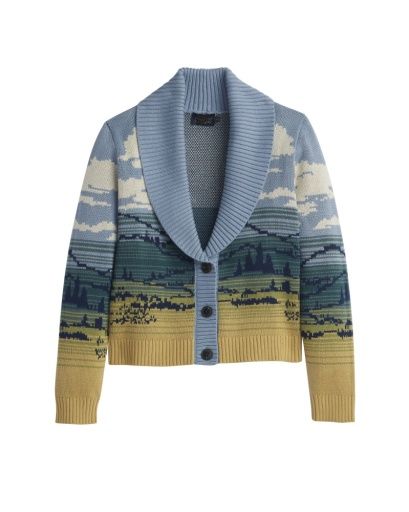 PENDLETON WOMEN'S BIG SKY COTTON CARDIGAN - BLUE/YELLOW MULTI