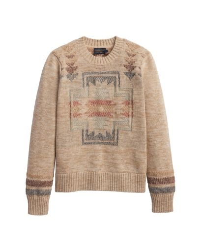 PENDLETON WOMEN'S COLUMBIA RIVER COTTON SWEATER - ECRU MIX HARDING, SIZE: SMALL
