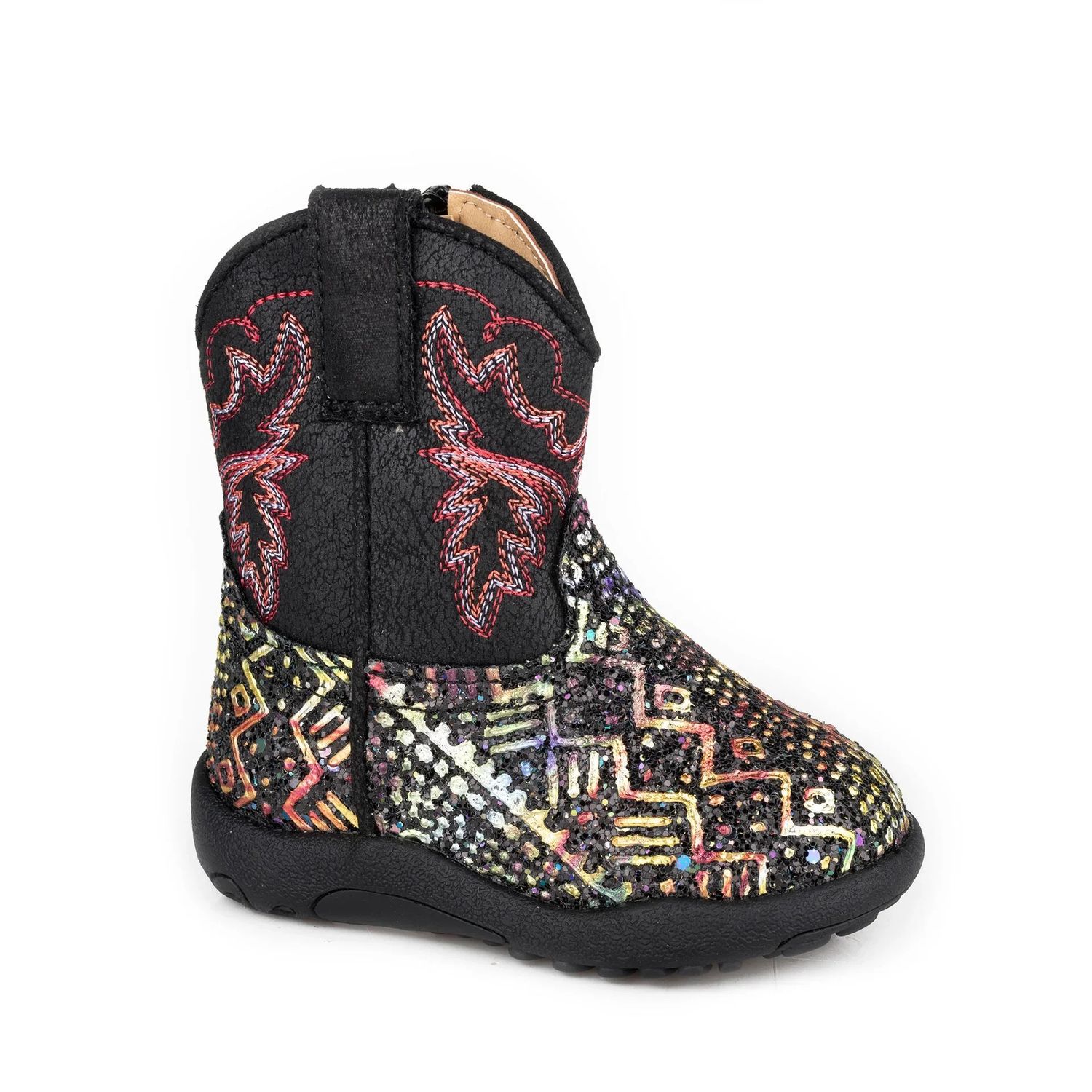 ROPER INFANT GIRLS' GLITTER AZTEC II BOOT - BLACK