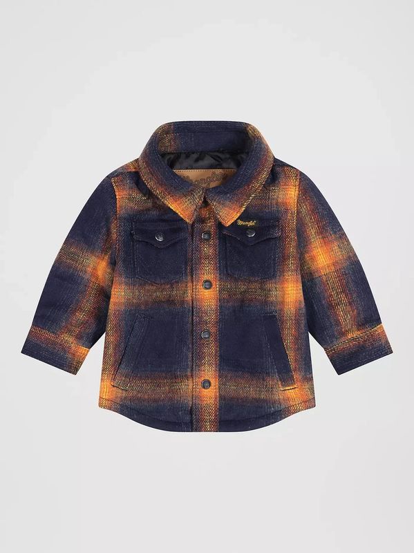 WRANGLER TODDLER BOYS' FLANNEL QUILTED LINES SHIRT JACKET - NIGHT SKY