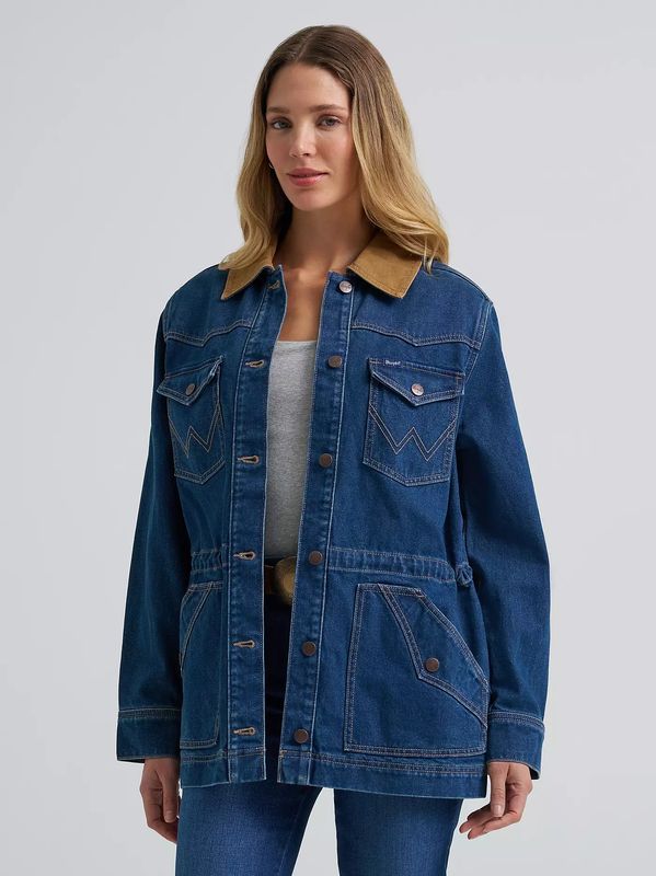 WRANGLER WOMEN'S RETRO DENIM UNLINED BARN COAT - DENIM