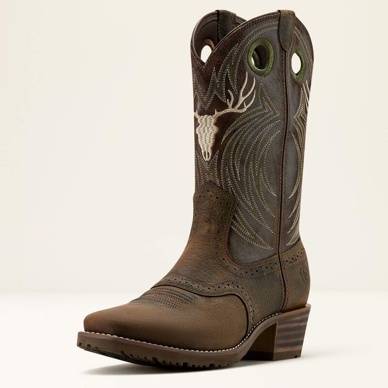 ARIAT MEN'S HYBRID ROUGHSTOCK ANTLER BOOT - WILD TAUPE ESPRESSO