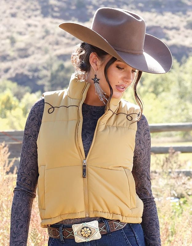 CRUEL WOMEN'S PUFFER VEST - GOLD