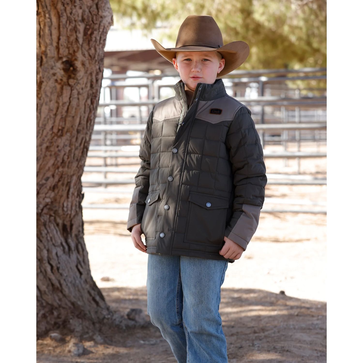 CINCH BOYS' QUILTED BARN COAT - GREEN