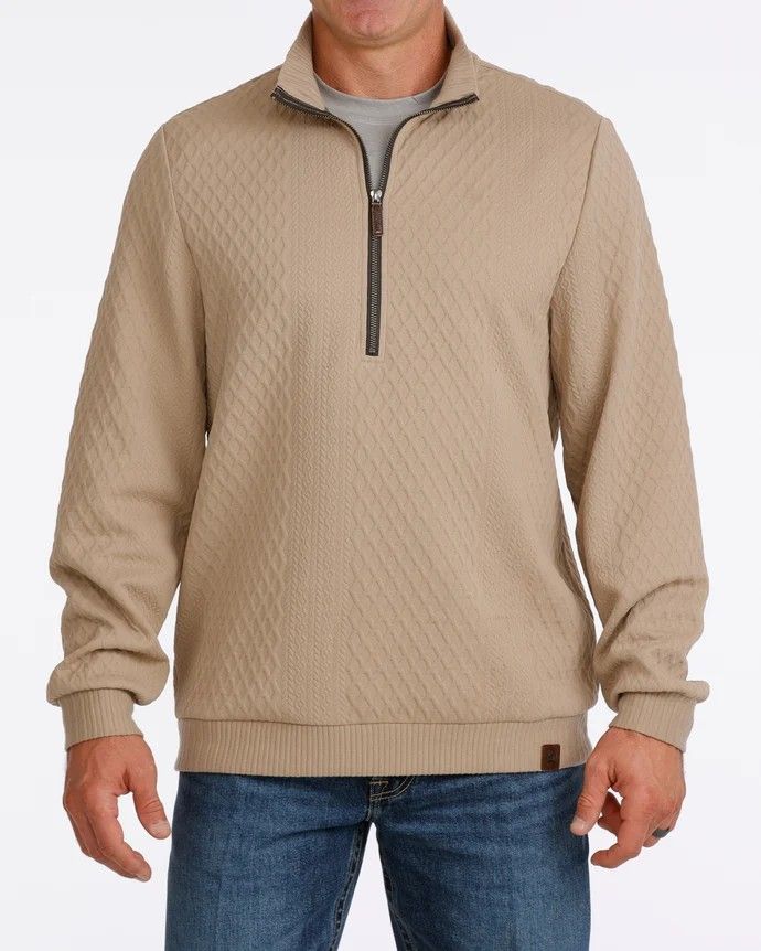 CINCH MEN'S 1/2 ZIP PULLOVER - STONE