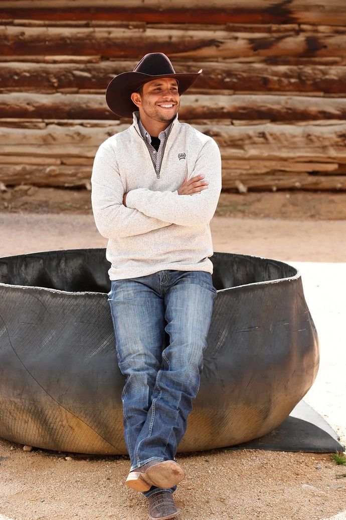 CINCH MEN'S 1/4 ZIP SWEATER - STONE