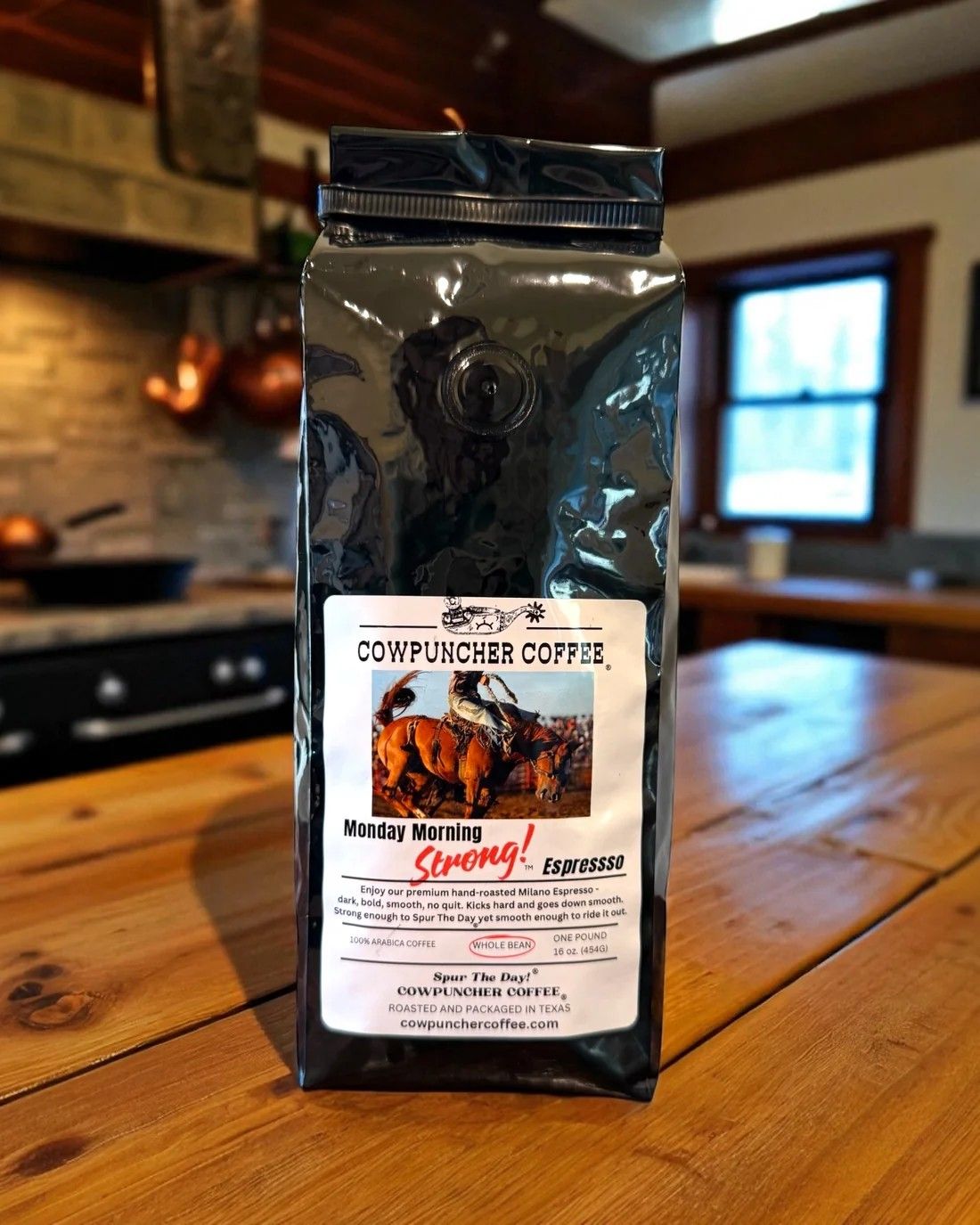 COWPUNCHER COFFEE "MONDAY MORNING" STRONG WHOLE BEAN ESPRESSO