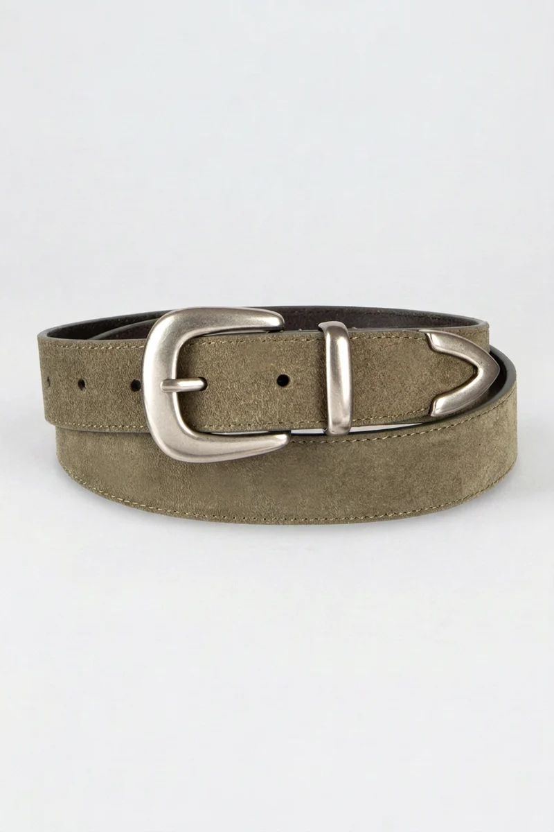 TRIBAL WOMEN'S DAKOTA 3-PIECE HAIRCALF &amp; SUEDE BELT SET - GREEN