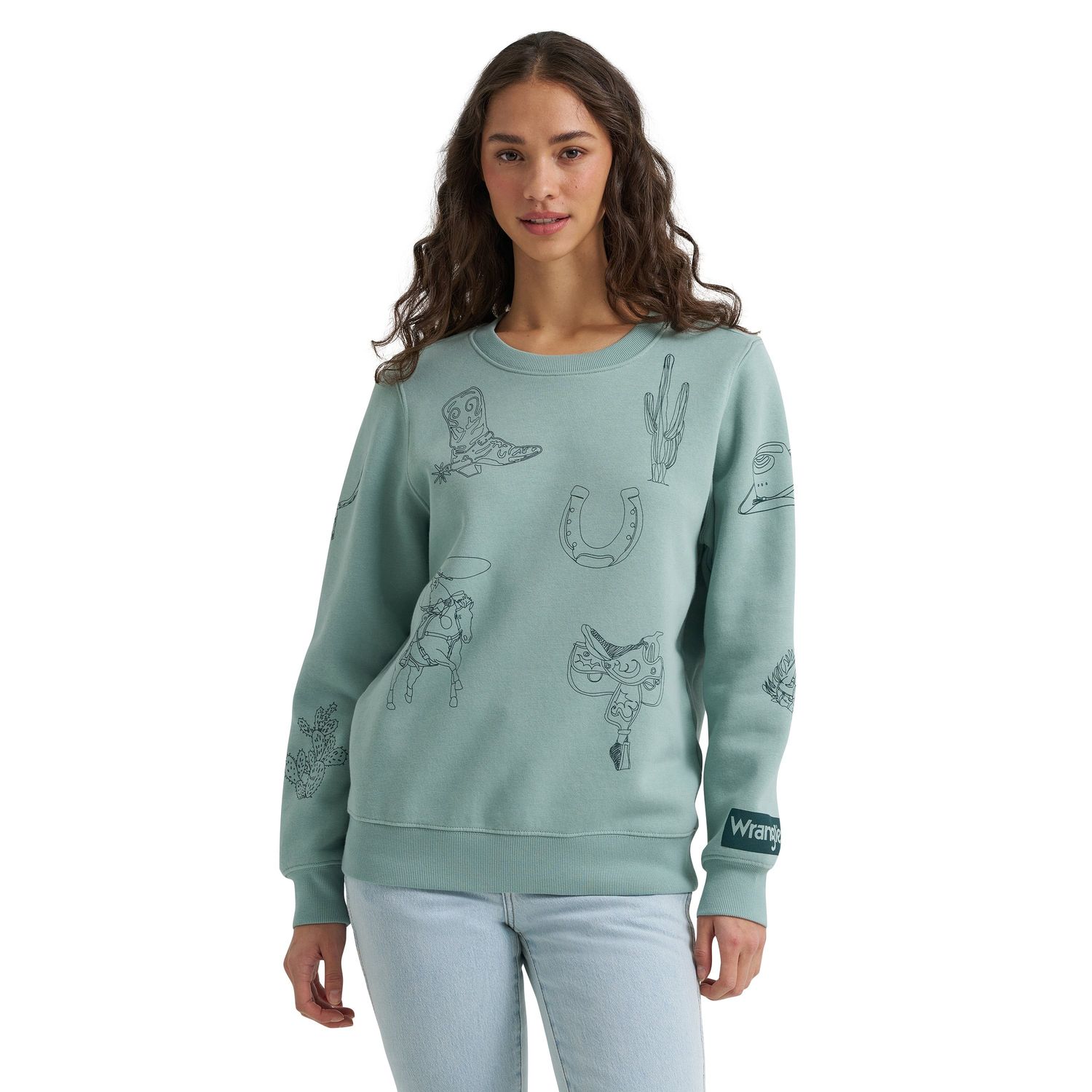 WRANGLER WOMEN'S RETRO PUNCHY CREW SWEATSHIRT - BLUE
