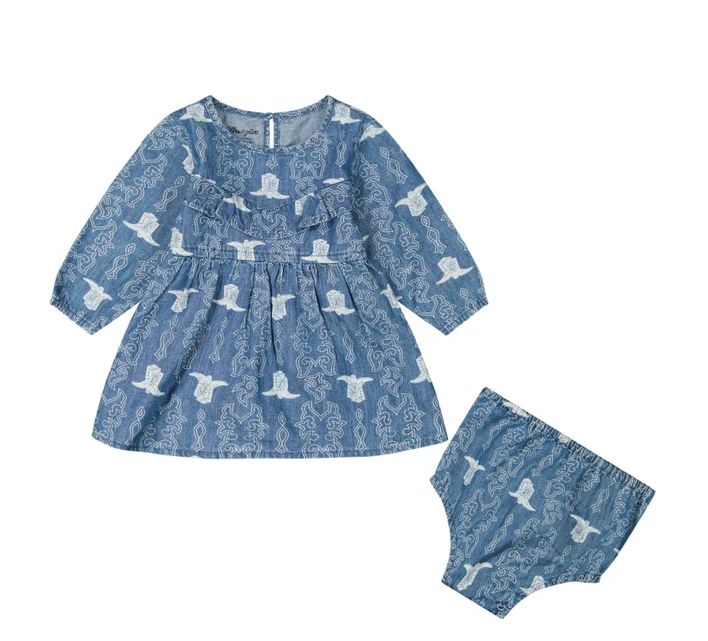 WRANGLER BABY GIRLS' DENIM BOOT DRESS - DENIM