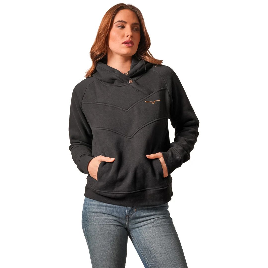 KIMES RANCH WOMEN'S ELLA MOCKNECK HOODED SWEATSHIRT - BLACK