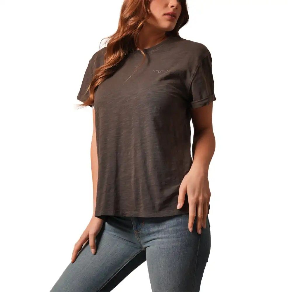 KIMES RANCH WOMEN'S SHORT SLEEVE ASHLEY TEE SHIRT - ESPRESSO