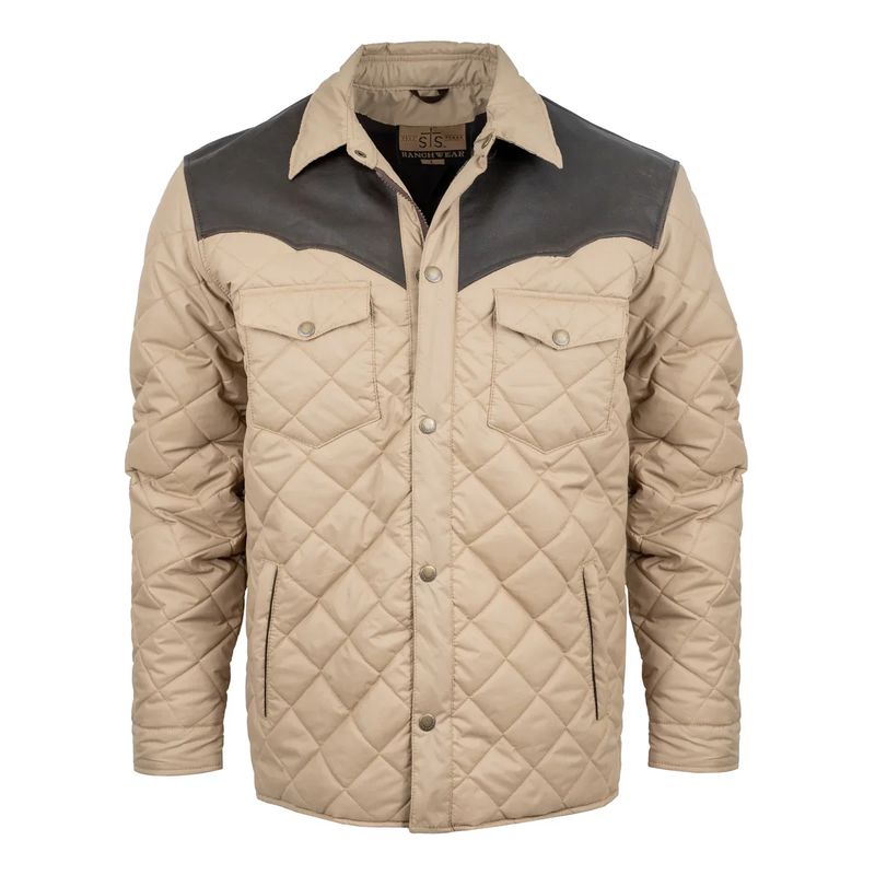 STS MEN'S RANSOM JACKET - KHAKI POLY WITH LEATHER YOKE