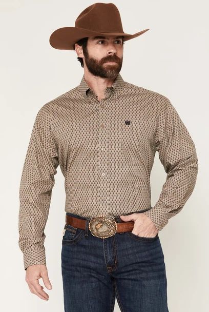 CINCH MEN'S LONG SLEEVE BUTTON SHIRT - KHAKI
