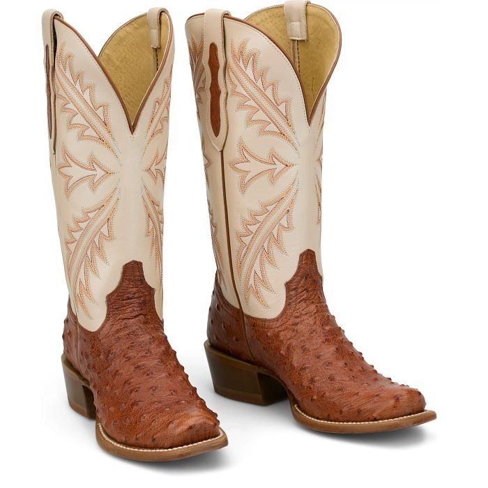 TONY LAMA WOMEN'S 13" ARENA TOE BOOT - AMBER TAN OSTRICH