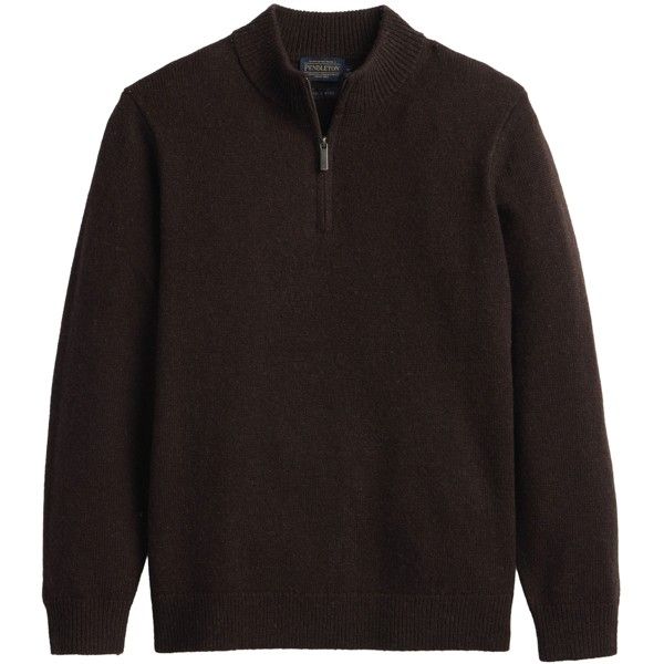 PENDLETON MEN'S WOOL 1/4 ZIP SWEATER - DARK BROWN HEATHER