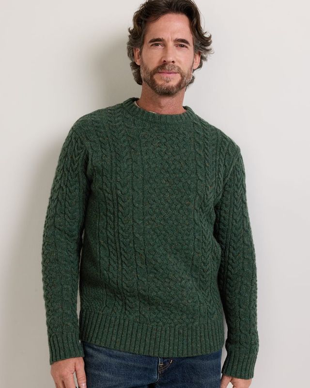 PENDLETON MEN'S WOOL FISHERMAN CREW SWEATER - ELM DONEGAL