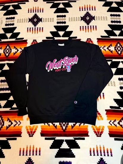 WEST RIVER HAT CO. SHARP SHOOTER CREWNECK SWEATSHIRT - BLACK/PINK