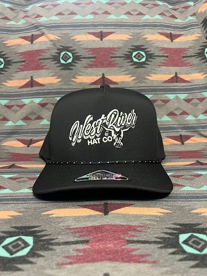 WEST RIVER HAT CO. SHARP SHOOTER SNAPBACK TRUCKER CAP - BLACK ROPE/WHITE