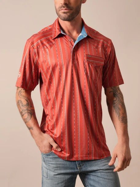 KIMES MEN'S SHORT SLEEVE ZT Z-STRIPE POLO - BRICK RED