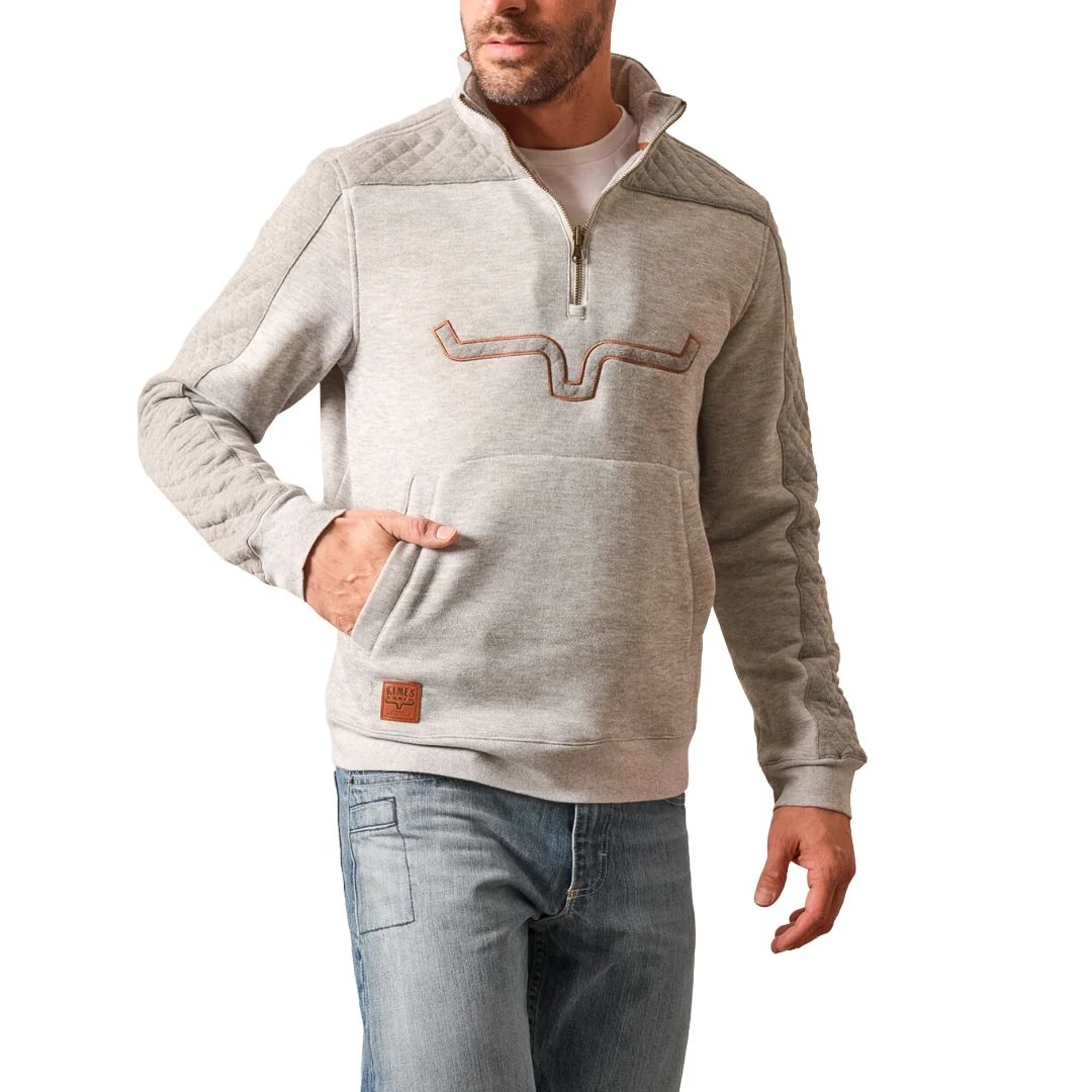 KIMES MEN'S CANFIELD HOODED 1/4 BUTTON SWEATSHIRT - GREY HEATHER