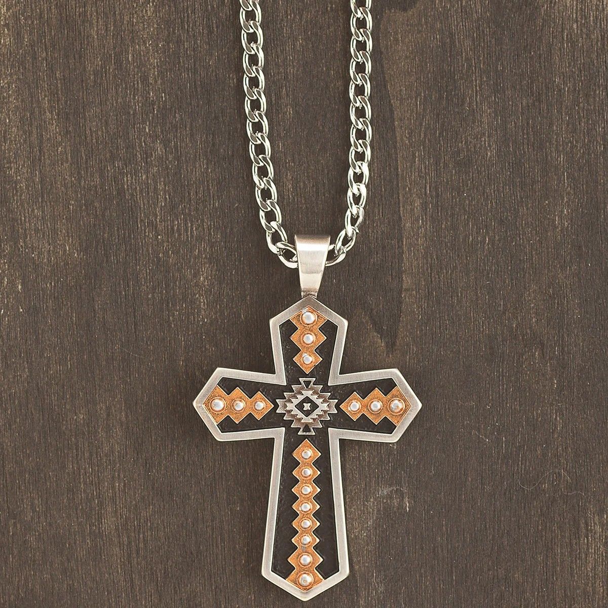SILVER STRIKE 24" SOUTHWEST CROSS NECKLACE
