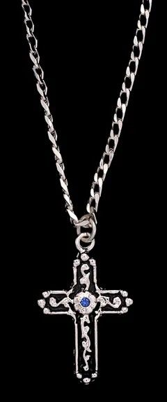 SILVER STRIKE BLACK INLAY CROSS NECKLACE