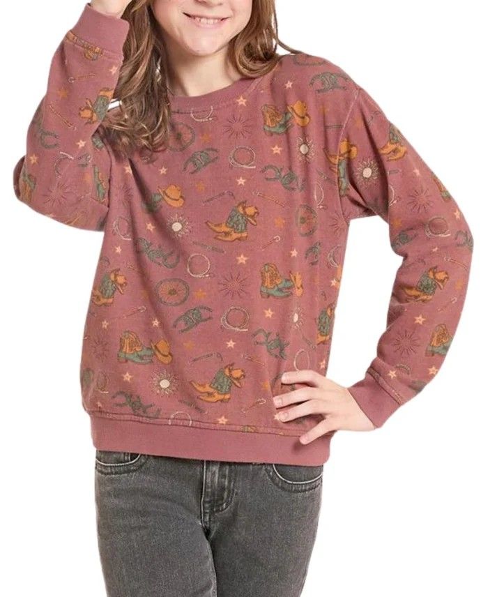 ROCK &amp; ROLL GIRLS' CONVERSATIONAL SWEATSHIRT - ROSE/MAUVE
