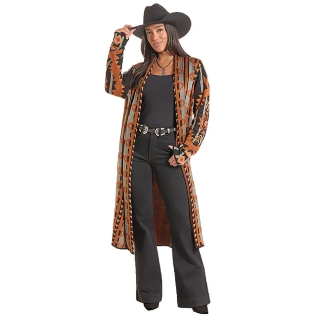 ROCK &amp; ROLL WOMEN'S AZTEC DUSTER - BLACK