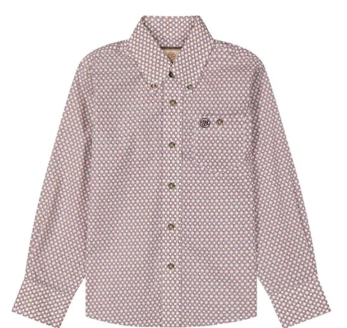 WRANGLER BOYS' LONG SLEEVE CLASSIC BUTTON SHIRT - CLAY