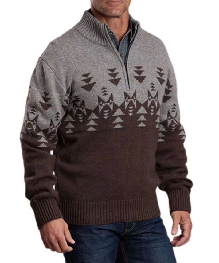 STETSON MEN'S AZTEC BORDER SWEATER - BROWN
