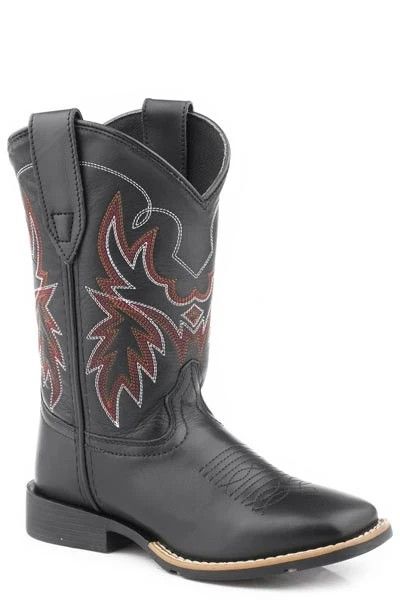 ROPER KIDS' SQUARE TOE BOOT - OILED BLACK
