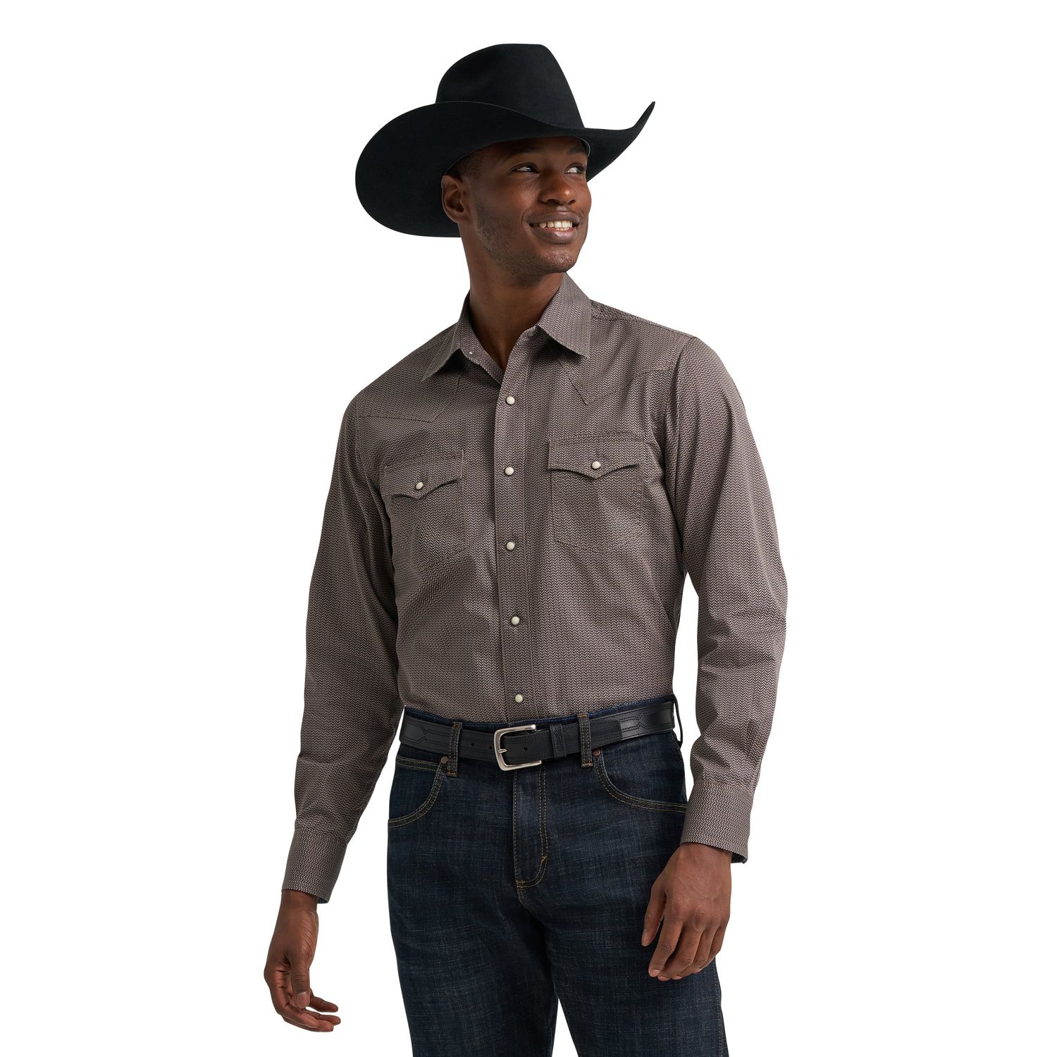 WRANGLER MEN'S LONG SLEEVE RETRO PEARL SNAP SHIRT - RUST MULTI