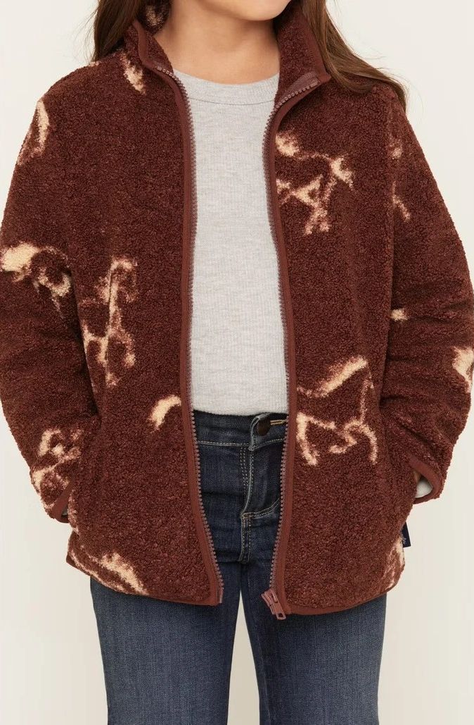 WRANGLER GIRLS' RETRO HAY AWAY FULL ZIP JACKET - BROWN