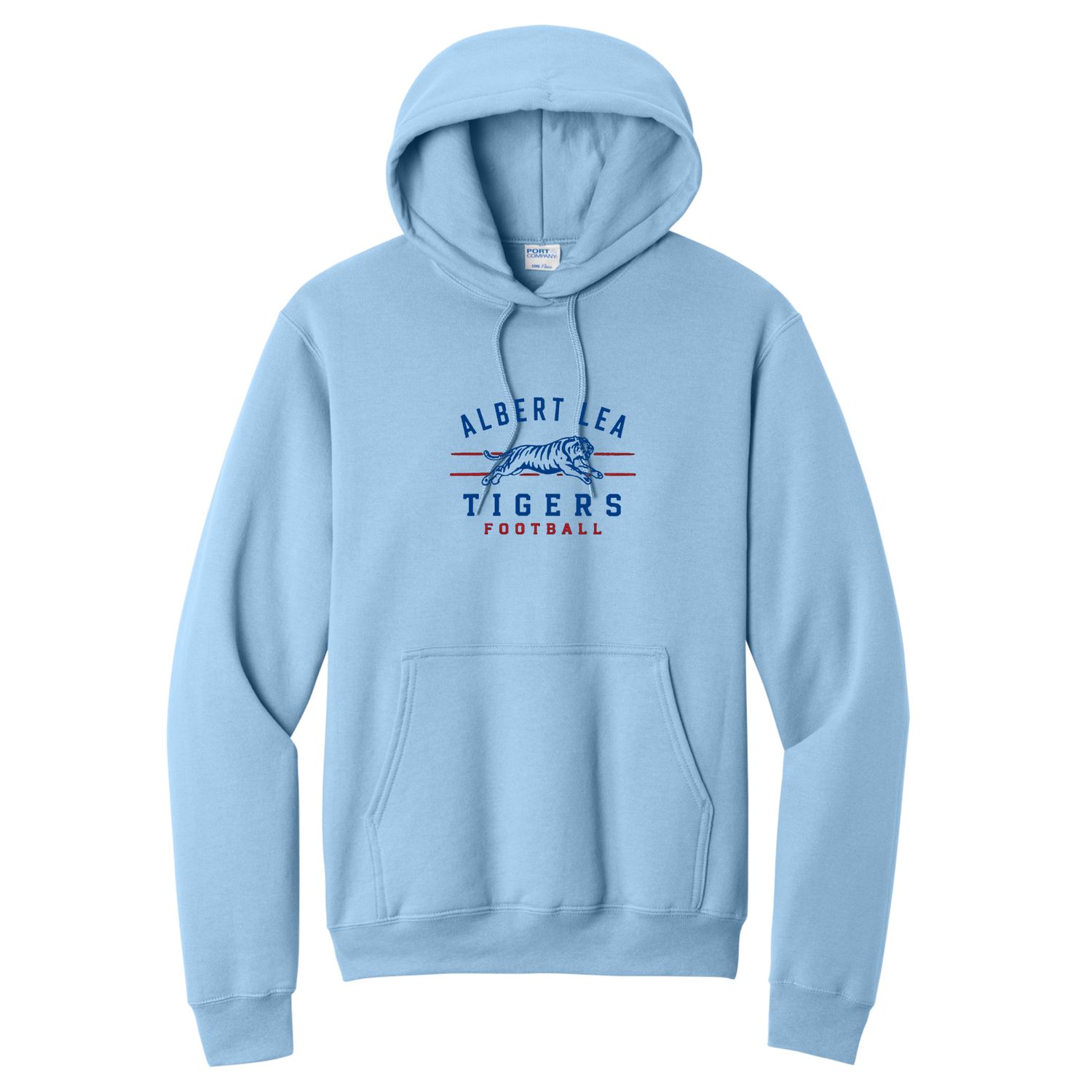 Port &amp; Co™ Core Fleece Pullover Hooded Sweatshirt Light Blue - Embroidered