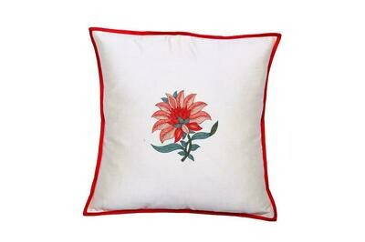 Floral Embroidered Silk Cushion Cover