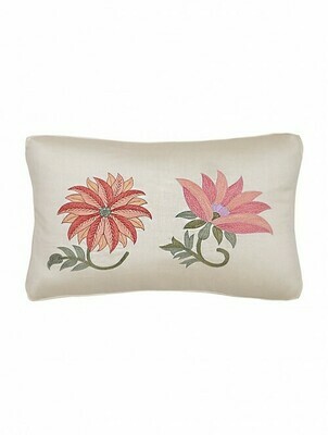 Floral Embroidered Silk Cushion Cover