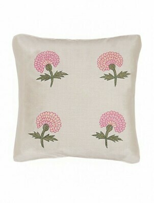 Marigold Embroidered Silk Cushion Cover