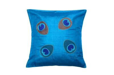 Mor Pankh Embroidered Silk Cushion Cover