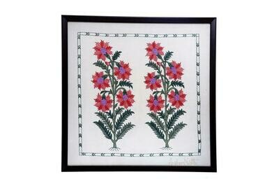Floral Silk Embroidered Wall Art