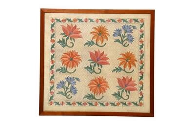 Floral Silk Embroidered Wall Art