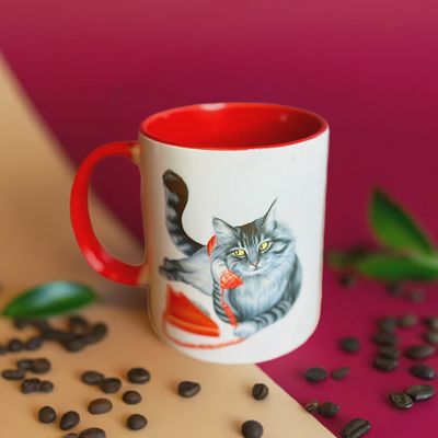 Tasse Chat au Téléphone