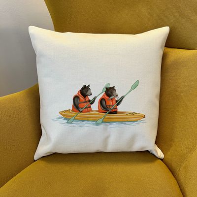Housse de Coussin - Ours en kayak