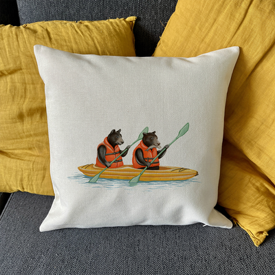 Coussin - Ours en kayak