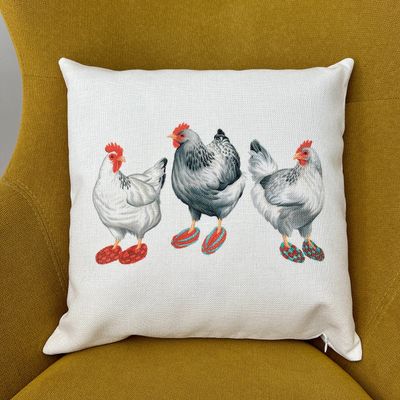 Coussin - Poules en chaussettes