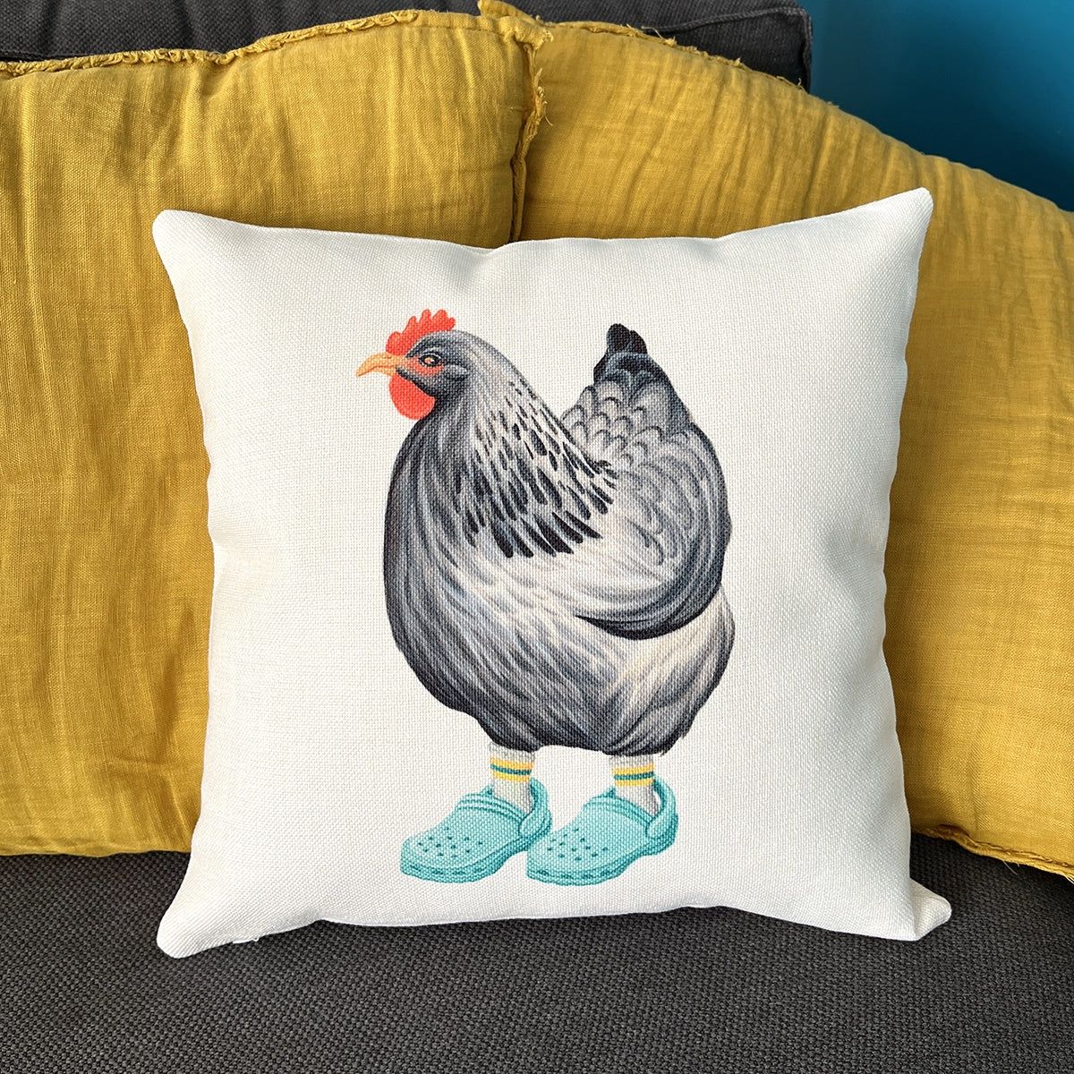 Housse de Coussin - Poule en crocs