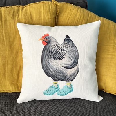 Housse de Coussin - Poule en crocs