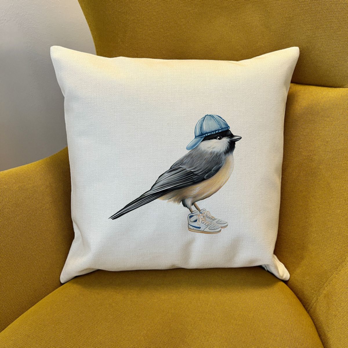 Housse de Coussin - Mésange à la mode